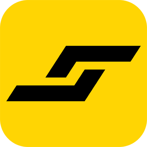 ストロールのロゴ。黄色に黒字でSのマーク